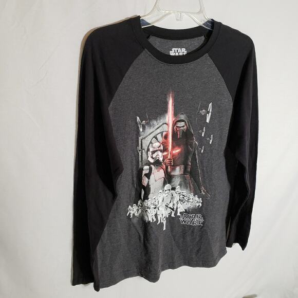 Star Wars Mens T Shirt Sz Small The Force Awakens Graphic Long Sleeve Crew Neck - Picture 2 of 5
